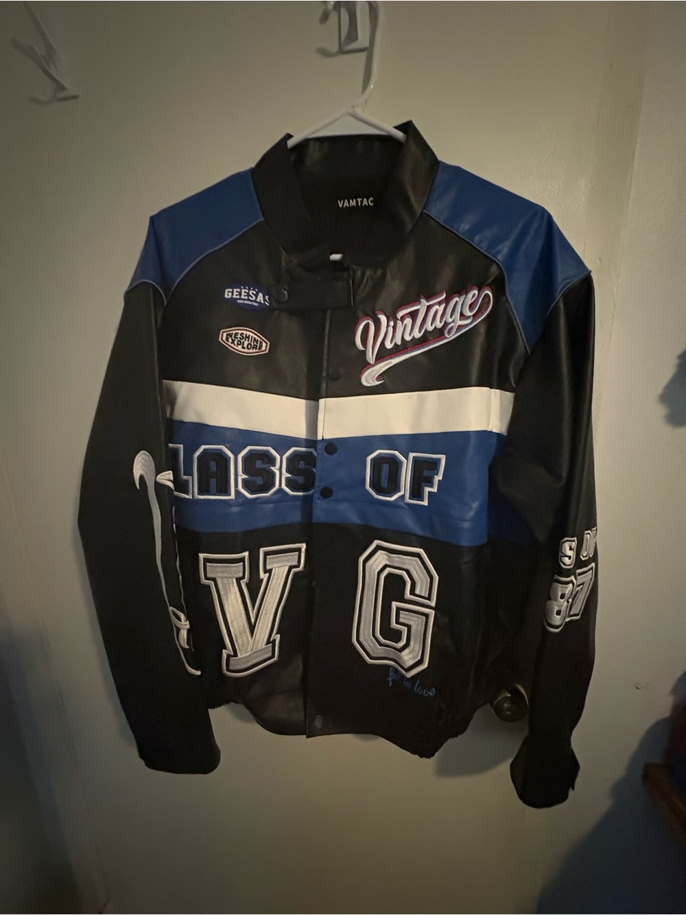 Vintage 'Class of VG' Black & Blue Letterman Jacket